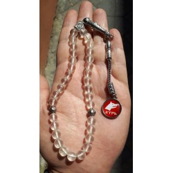 Göktürk "Türk" & Wolf Head Quartz Tesbih | Red Tassel Göktürk "Türk" & Wolf Head Quartz Tesbih | Red Tassel